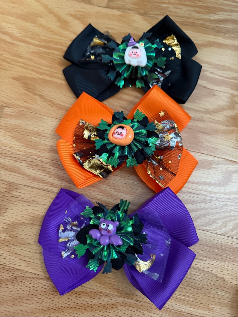 Halloween Kids or Adults Hair Bows - Black, Orange, Purple Bundle